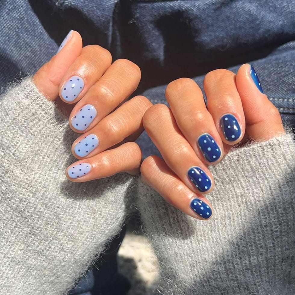 Playful Polka Dot Short Oval Nails — Short Cute Nails