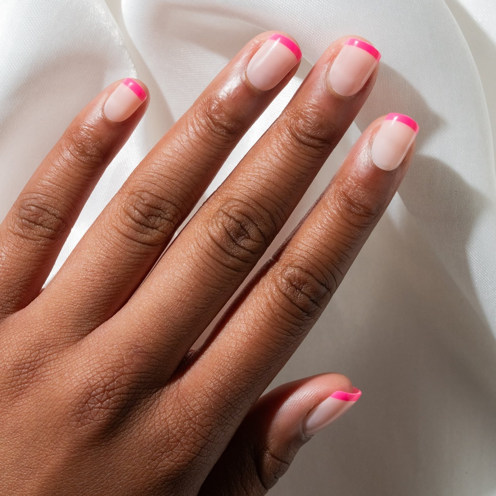 Sheer Pink Hot Pink French Tip Short Square Nails Sheer Pink Hot Pink French Tip Short Square Nails — Short French Tip Nails
