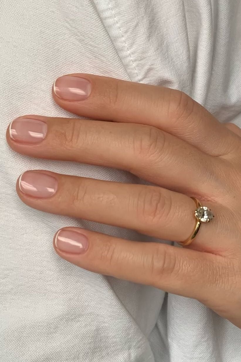Sheer Nude Micro French Short Square Nails Sheer Nude Micro French Short Square Nails — Short French Tip Nails