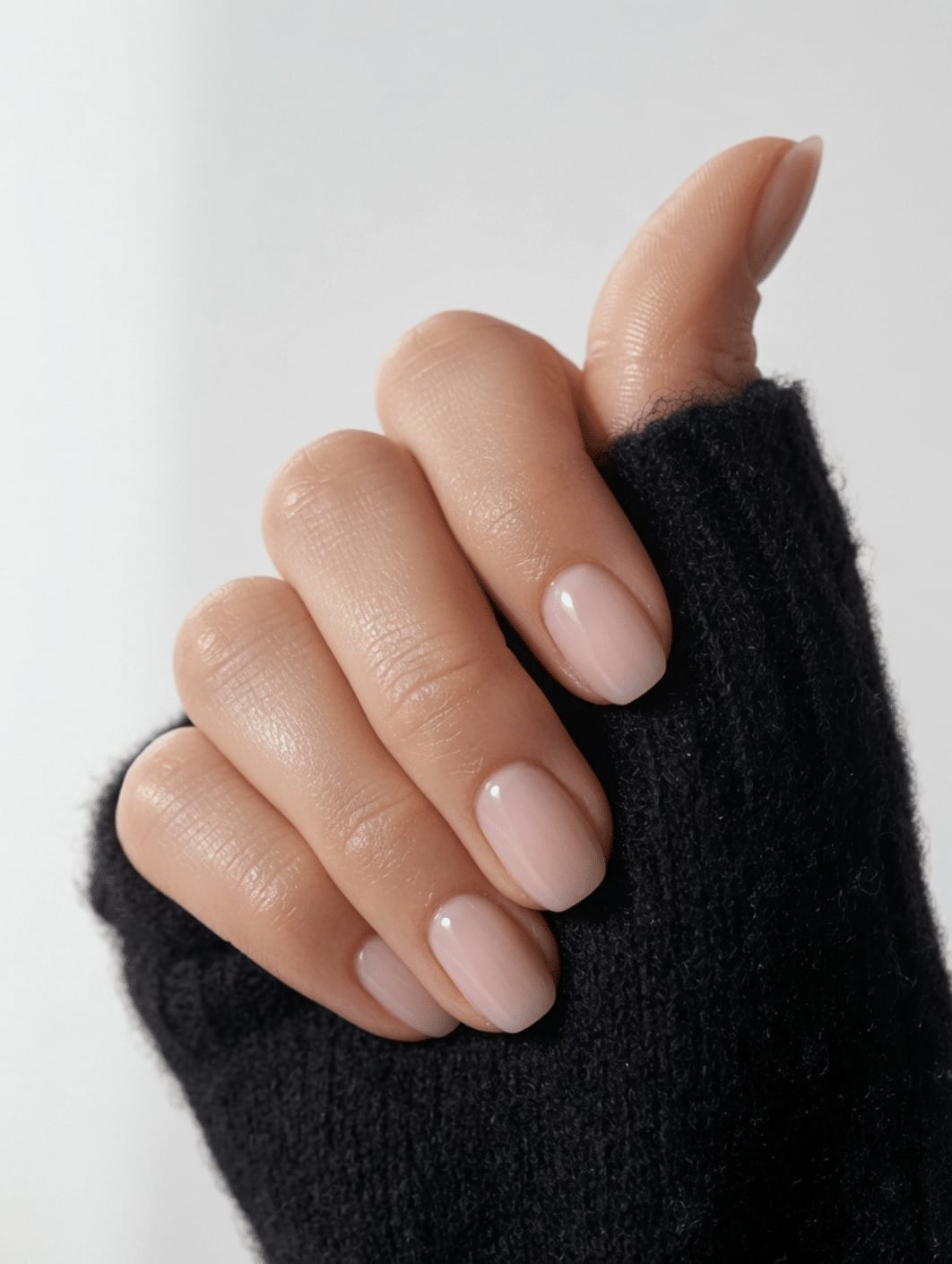 Natural Sheer Nude Pink Short Oval Gel — Short Gel Nails