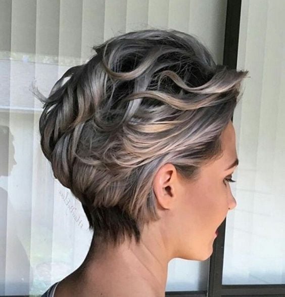 Voluminous Gray Pixie With Highlights — Short Hair Haircuts