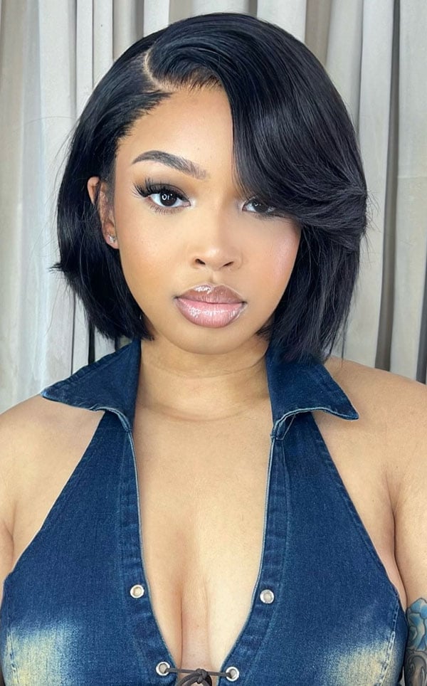 Blunt Black Bob With Full Fringe — Short Hair Haircuts