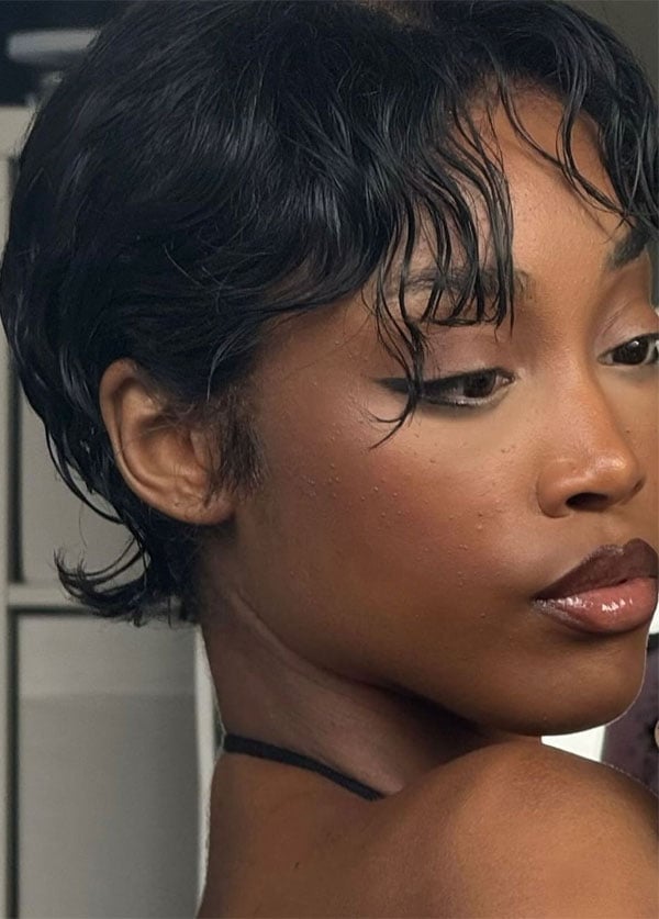 Glossy Black Pixie With Wet Look — Short Hair Haircuts