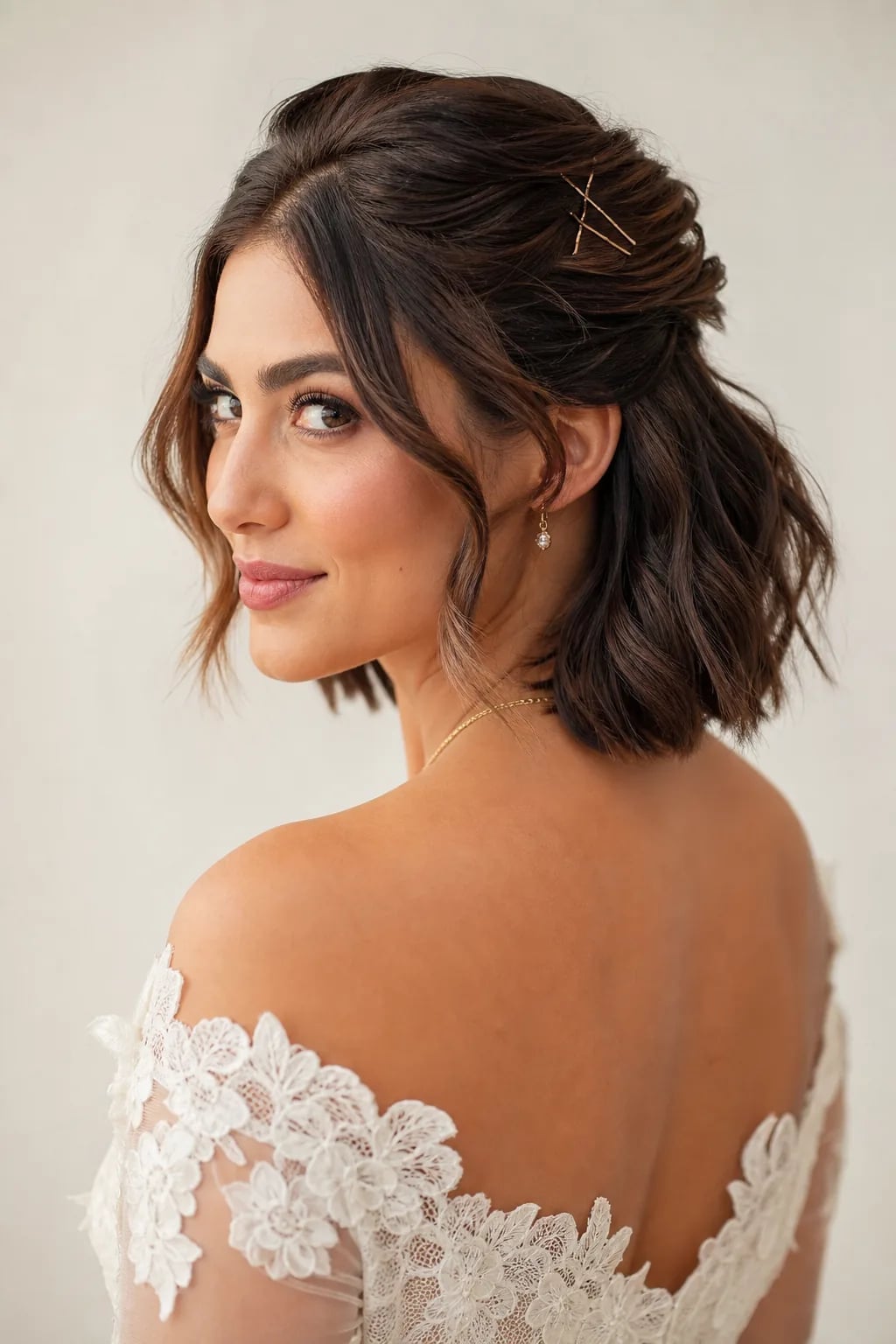 Dark Brown Lob Half-Up Half-Down Style Dark Brown Lob Half-Up Half-Down Style — Short Hair Hairstyles