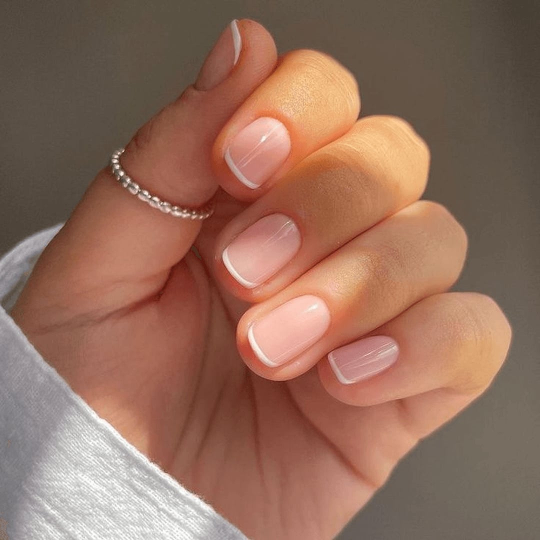 Classic French Manicure Short Round Nails Classic French Manicure Short Round Nails