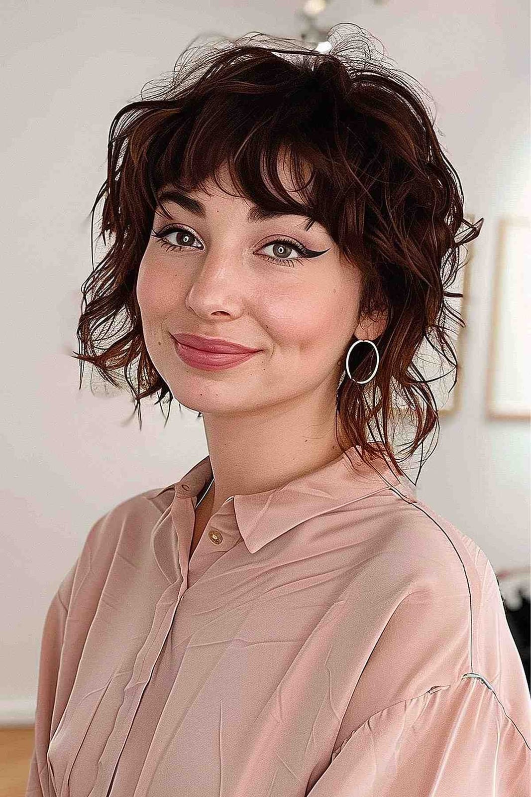 Chin Length Dark Brown Shag With Textured Layers — Short Shag Haircuts