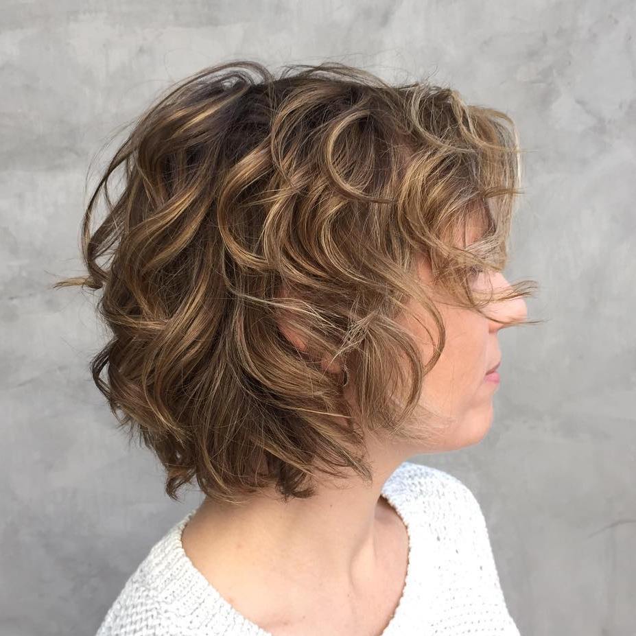 Chin Length Chestnut Shag With Defined Curls — Short Shag Haircuts