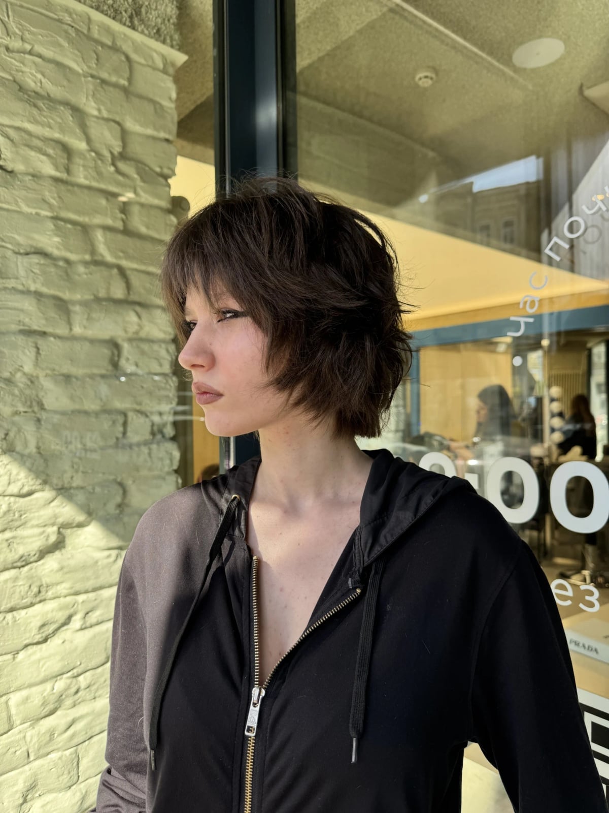 Chin Length Dark Brown Wolf Cut Soft Blowout, Everyday Version — Short Wolf Cut