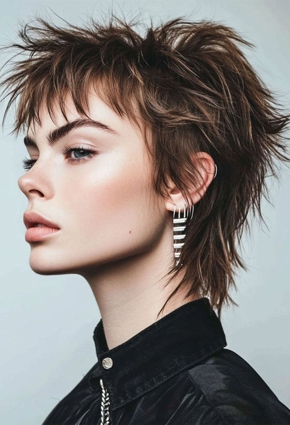 Pixie Wolf Cut Ear Length Piecey Fringe — Short Wolf Cut