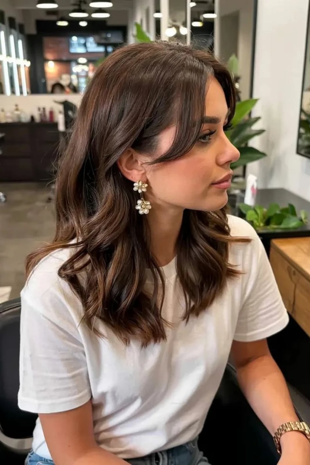 Shoulder Length Dark Brown With Face-Framing Bangs — Shoulder Length Haircuts
