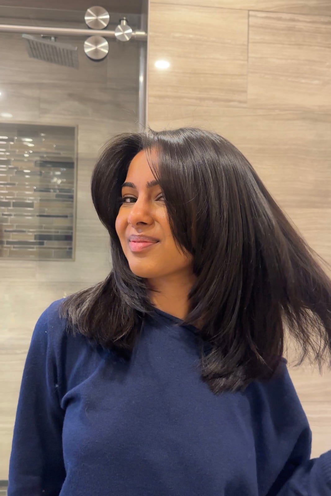 Mid-Back Length Thick Straight Hair With Long Layers — Shoulder Length Haircuts