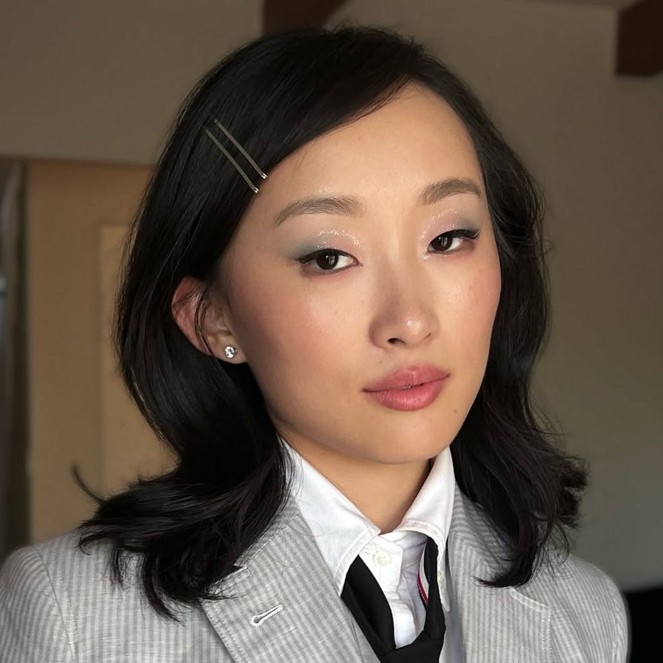 Collarbone Dark Brown Bob With Pins — Side Part