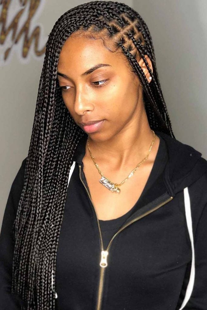 Black Box Braids With Neat Side Part Black Box Braids With Neat Side Part — Side Part Braids