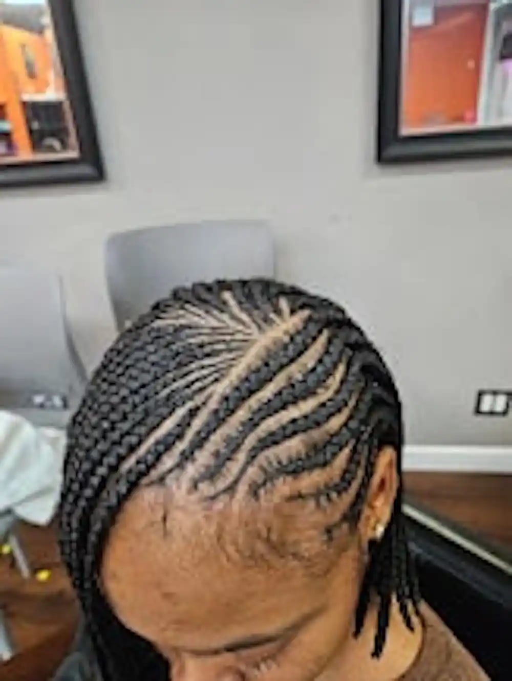 Black Cornrows Shoulder Length Black Cornrows Shoulder Length — Side Part Braids