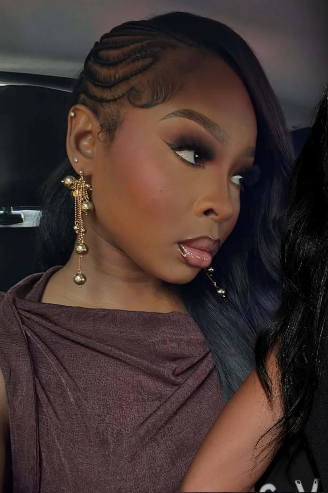Black Cornrows With Loose Straight Hair Black Cornrows With Loose Straight Hair — Side Part Braids