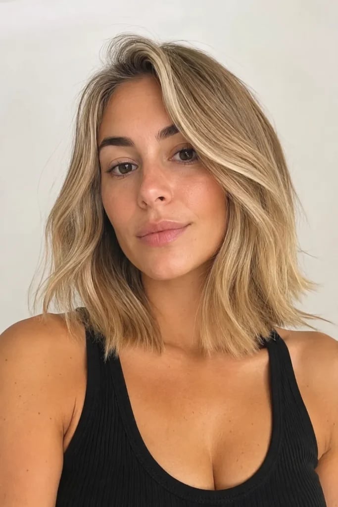Collarbone Lob With Side-Swept Bangs — Side Part Hairstyles
