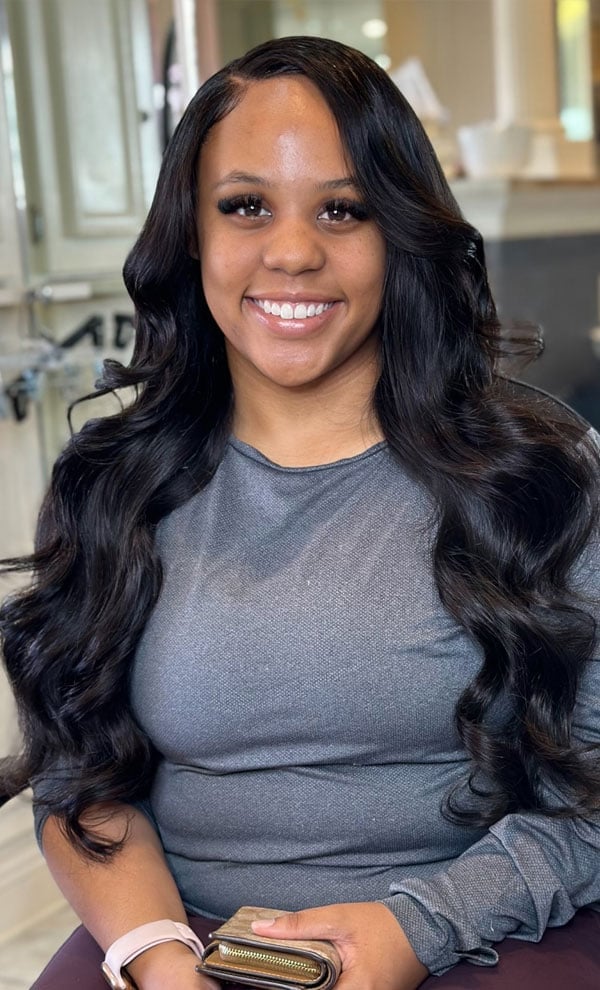 Long Black Loose Curls With Side Part — Side Part Hairstyles