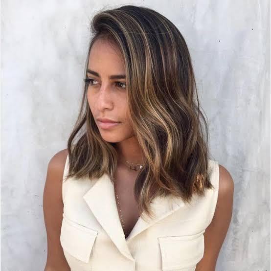 Shoulder Length Textured Waves With Balayage — Side Part Hairstyles
