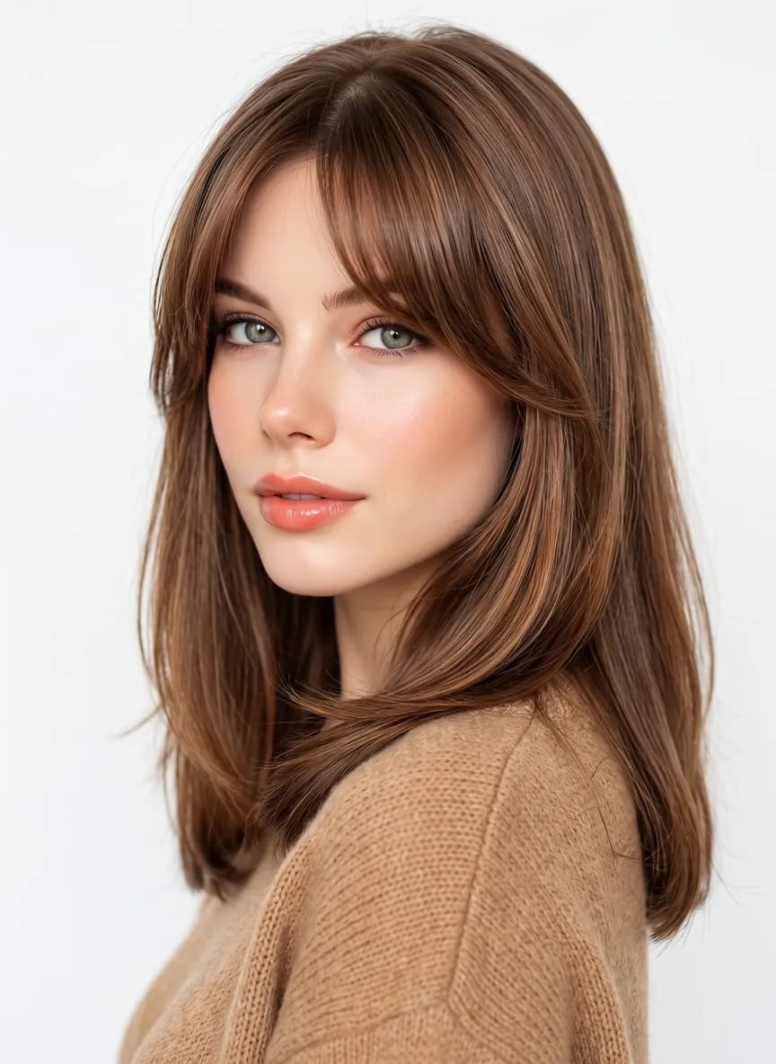 Collarbone Layers With Side Swept Bangs Collarbone Layers With Side Swept Bangs