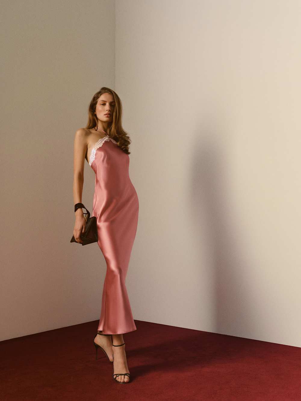 Pink Silk Slip Dress with Lace Trim Pink Silk Slip Dress with Lace Trim — Silk Dresses