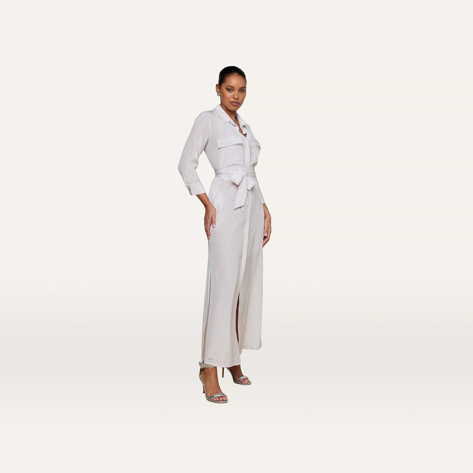White Silk Shirt Dress with Tie Belt White Silk Shirt Dress with Tie Belt — Silk Dresses