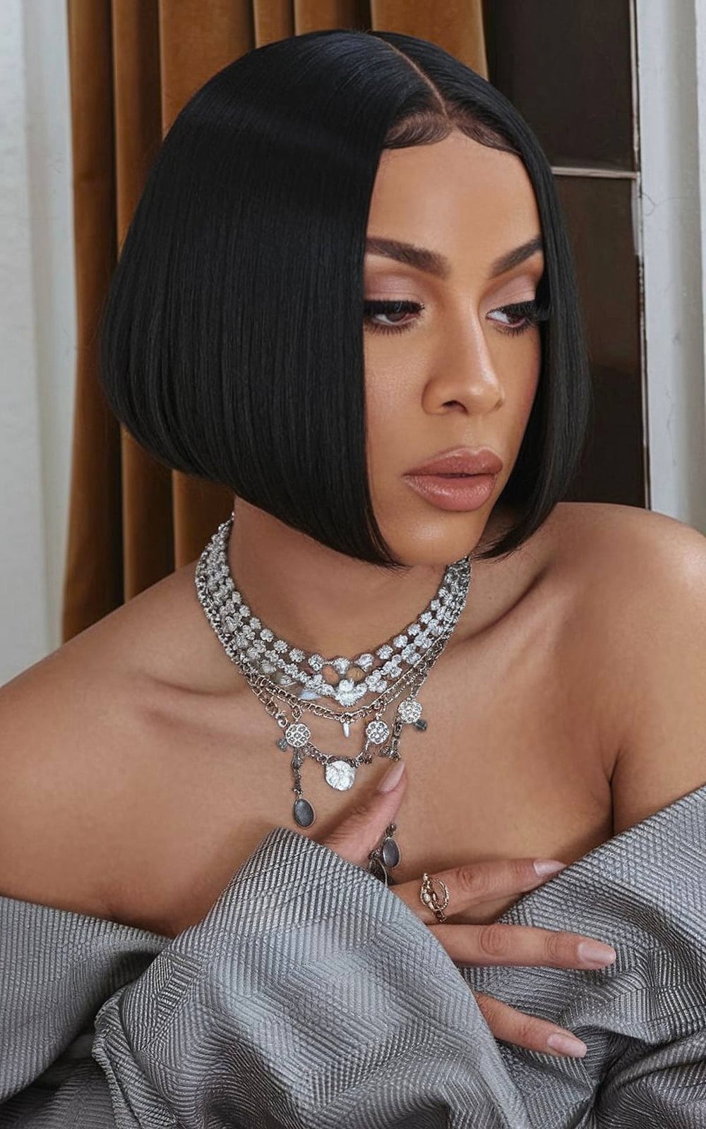 Sharp Chin Length Bob With Blunt Bangs — Silk Press Hairstyles