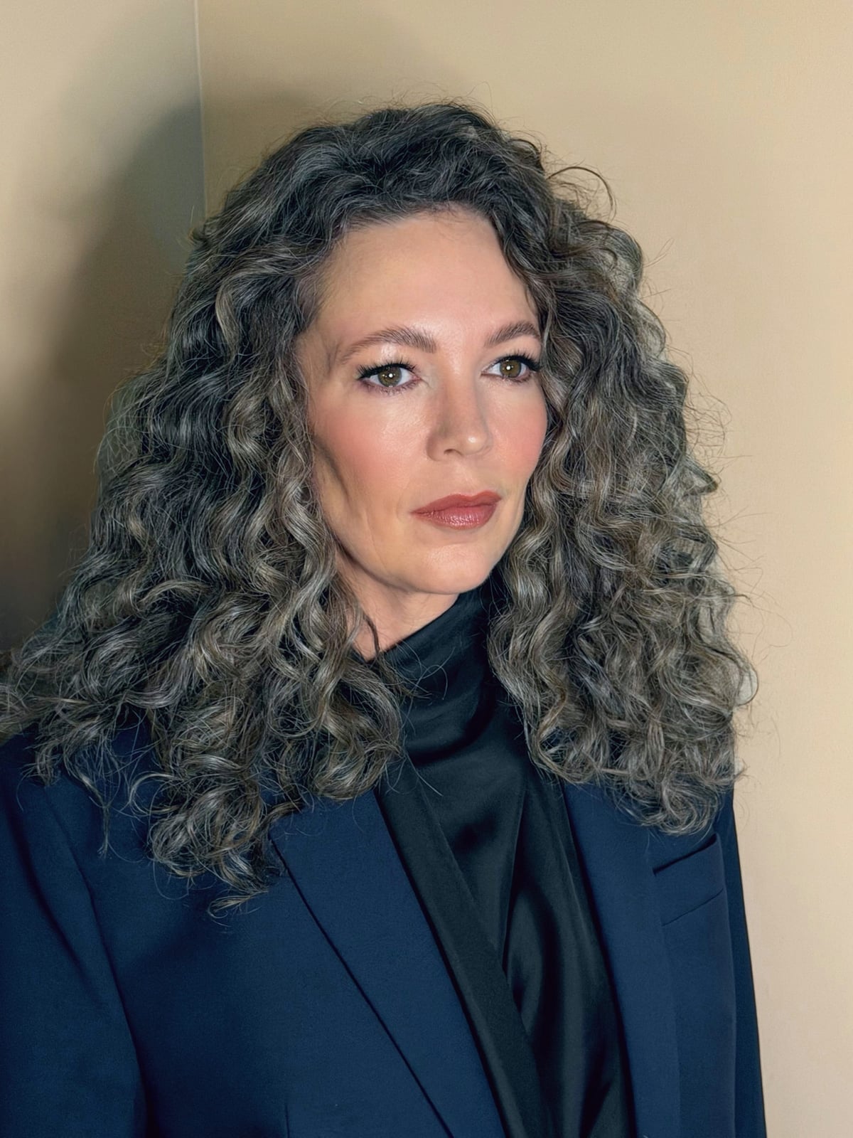 Mid-Back Waves With Silver Highlights and Face-Framing Layers