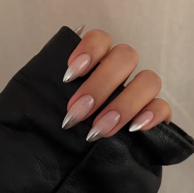 Sheer Nude Long Almond Black Gold French Sheer Nude Long Almond Black Gold French — Simple New Years Nails