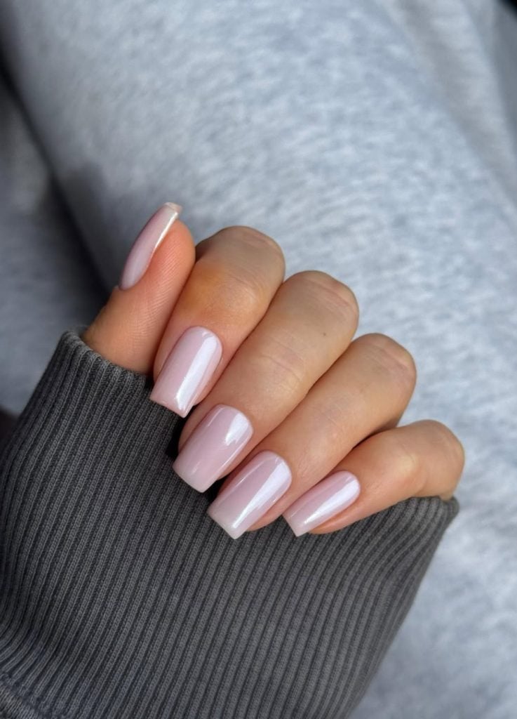 Milky Pale Pink Short Square Nails Milky Pale Pink Short Square Nails — Simple New Years Nails