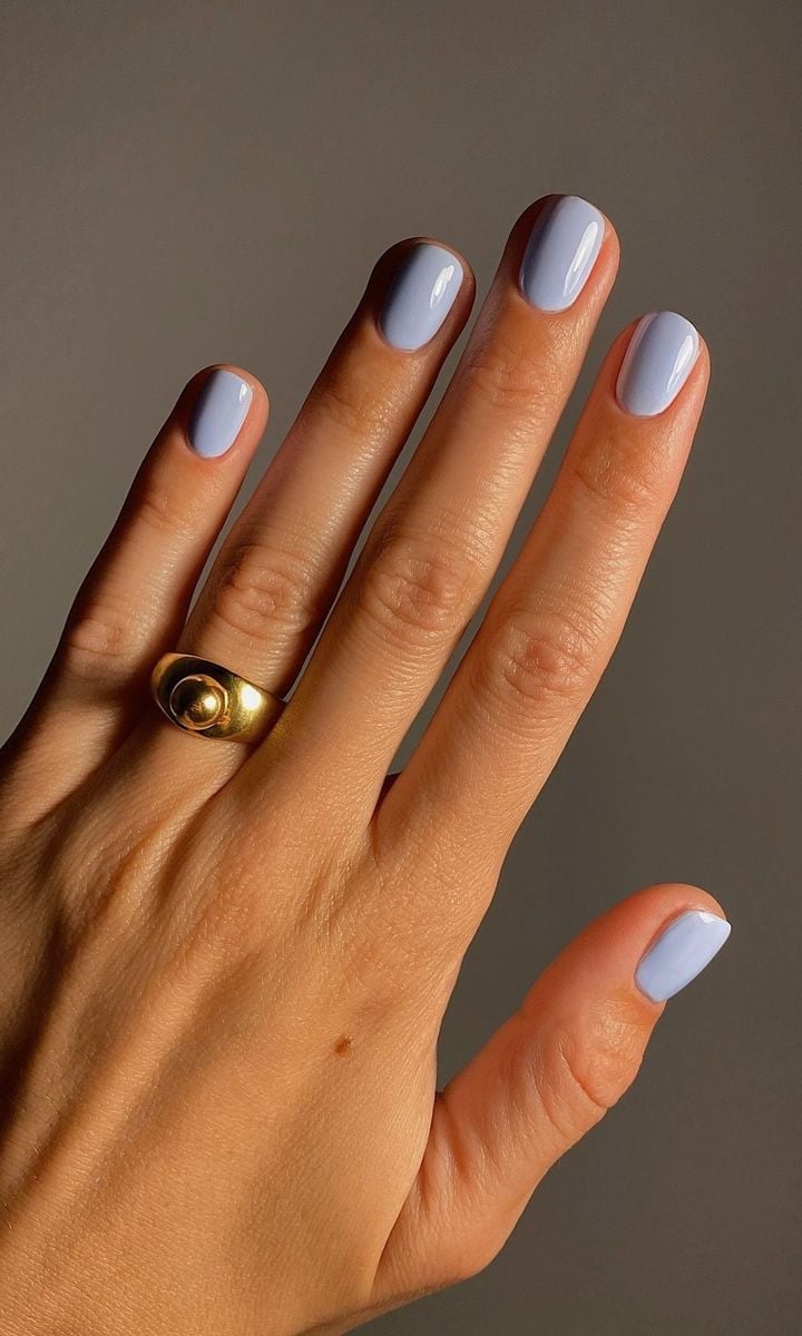 Light Lavender Glossy Short Oval Nails Light Lavender Glossy Short Oval Nails — Simple Short Nails