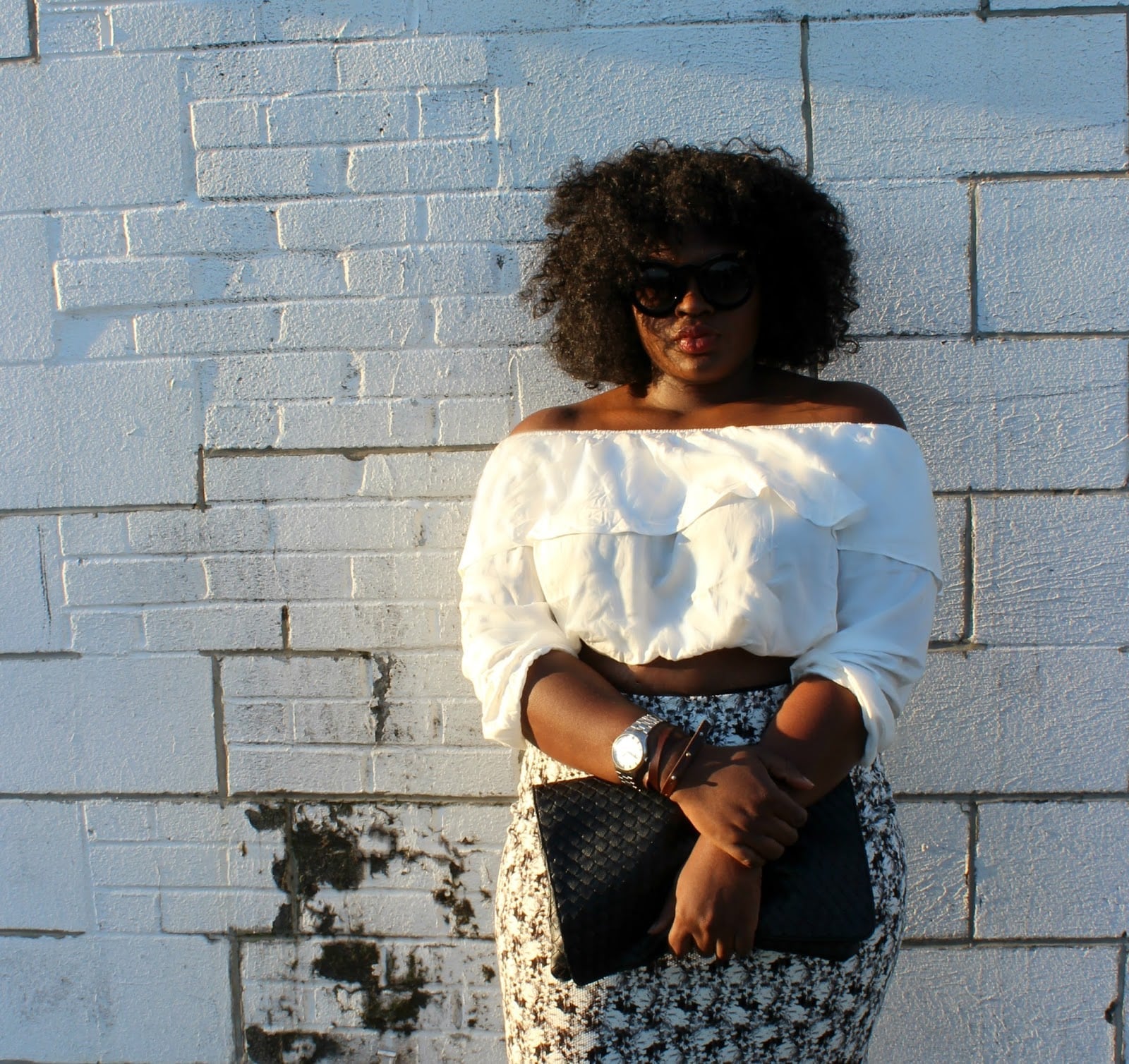 Floral Midi Skirt With Off-Shoulder Top — Skirt Outfit Plus Size