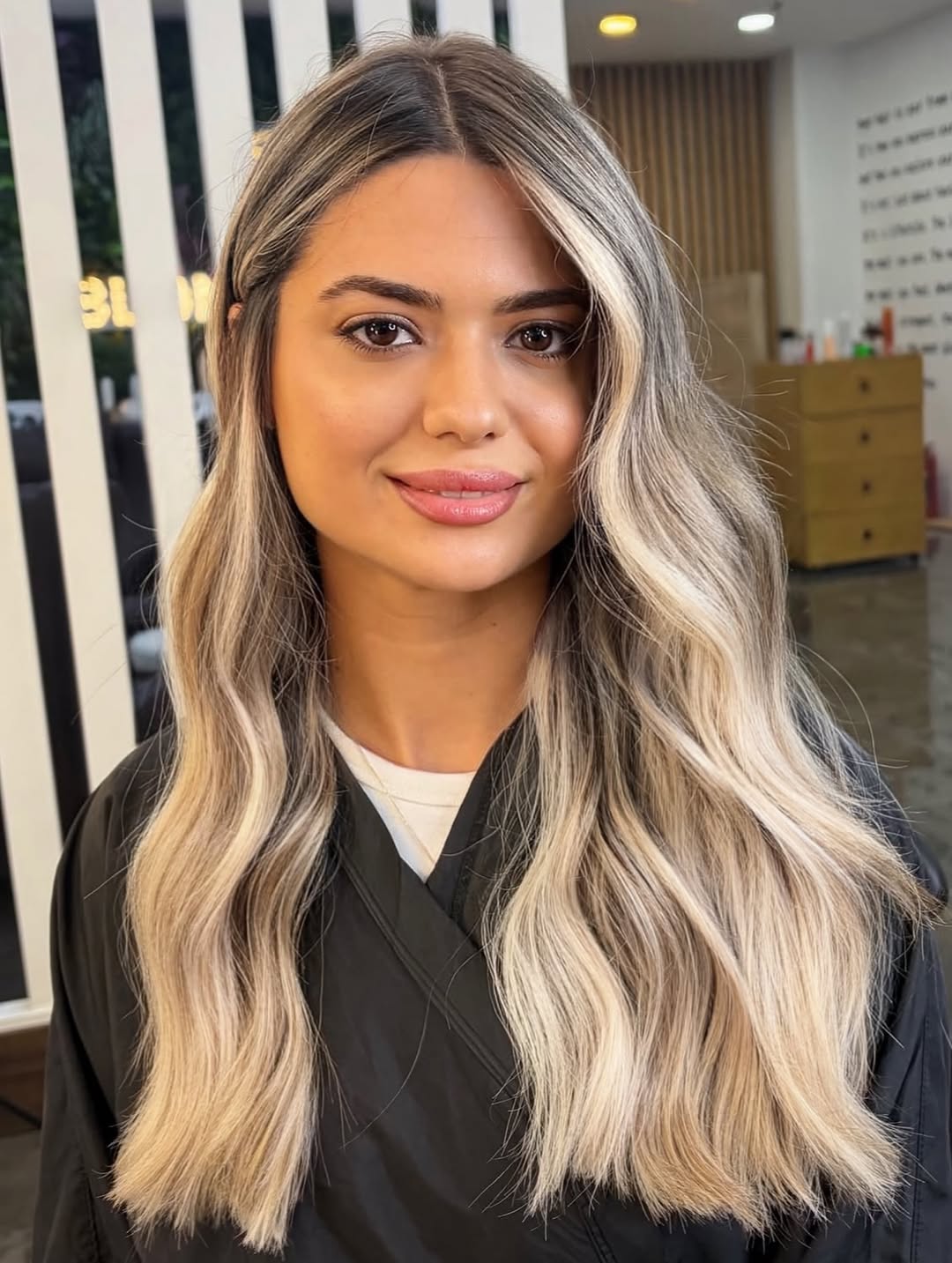 Sleek Money Piece Waves On Ash Blonde Hair