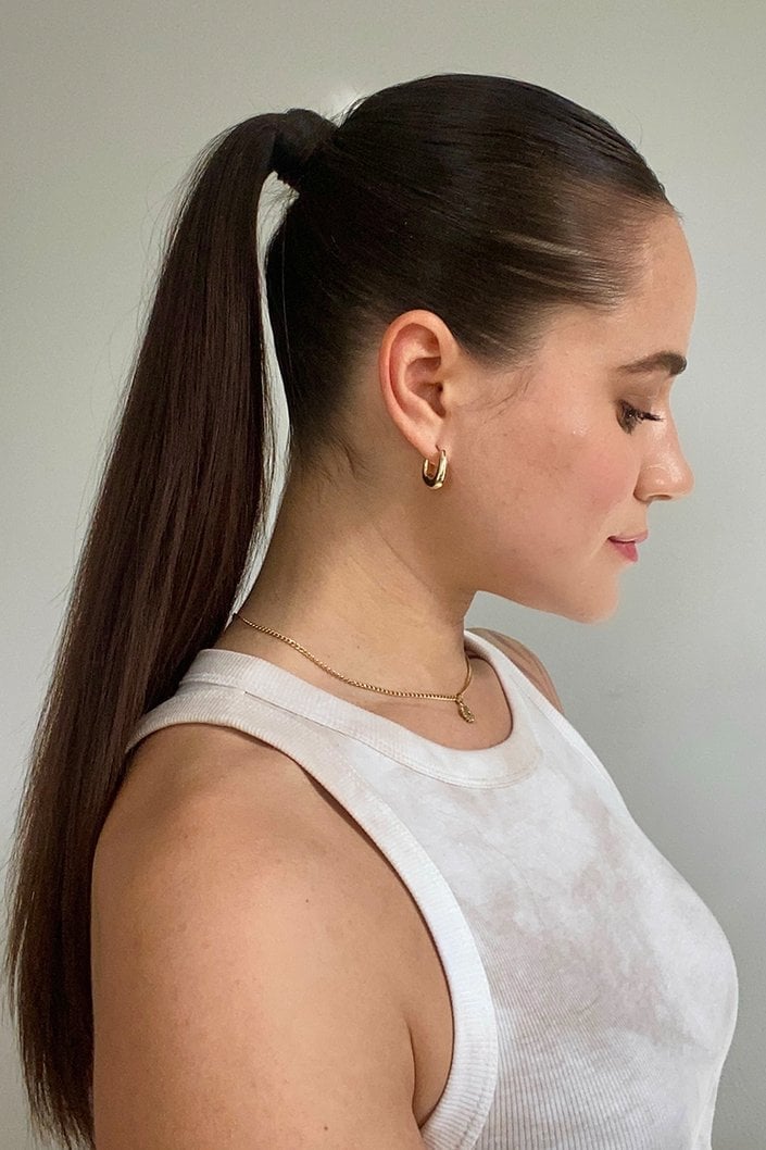 Polished Dark Brown Ponytail — Sleek Ponytail