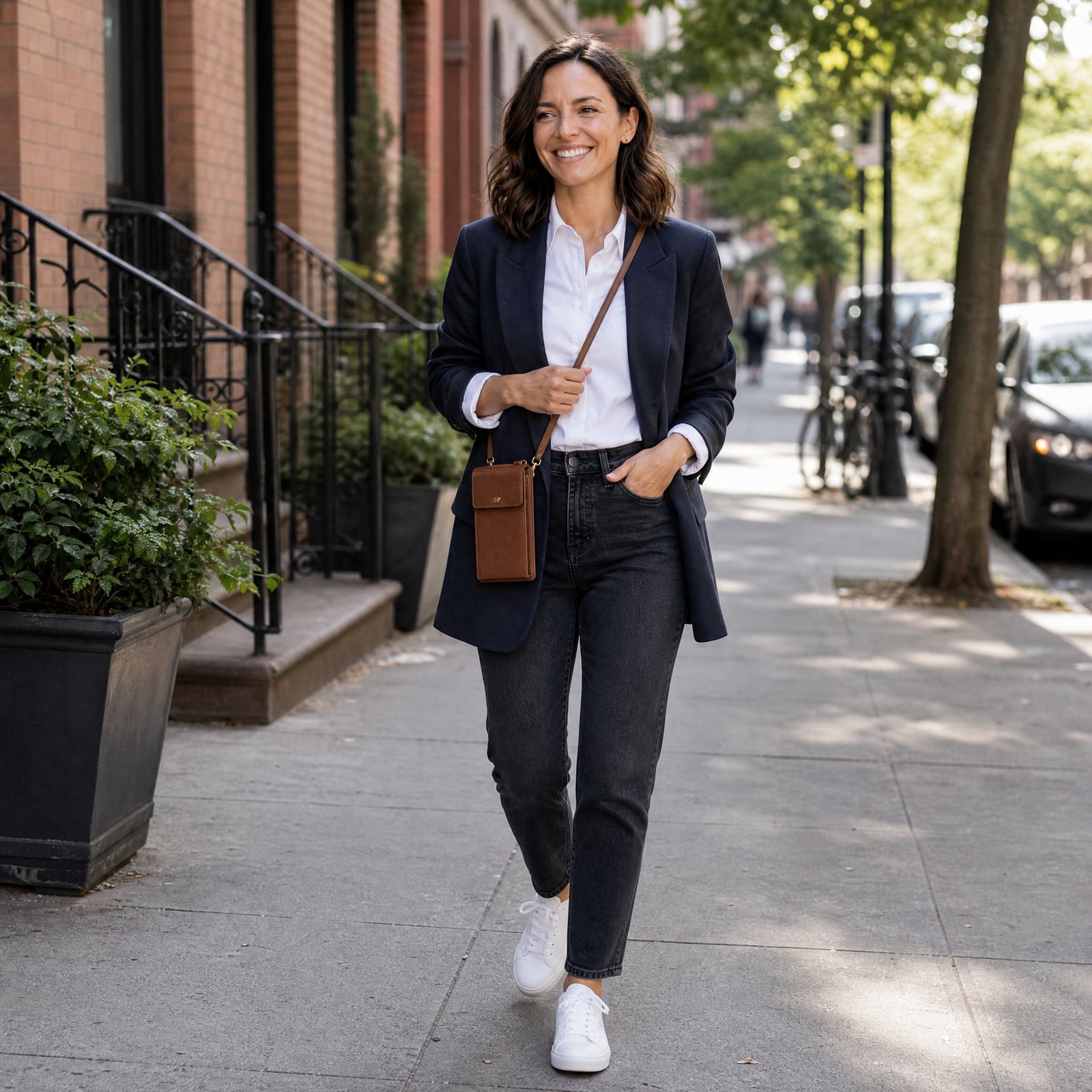 Navy Blazer With White Shirt and Slim Jeans Navy Blazer With White Shirt and Slim Jeans — Smart Casual Outfits