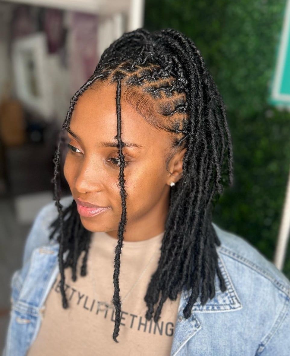 Side Part Ponytail With Face-Framing Locs Side Part Ponytail With Face-Framing Locs — Soft Locs Hairstyles