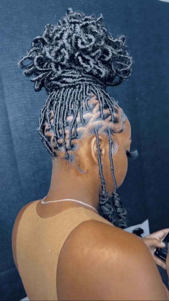 Intricate Updo With Loose Strands Intricate Updo With Loose Strands — Soft Locs Hairstyles