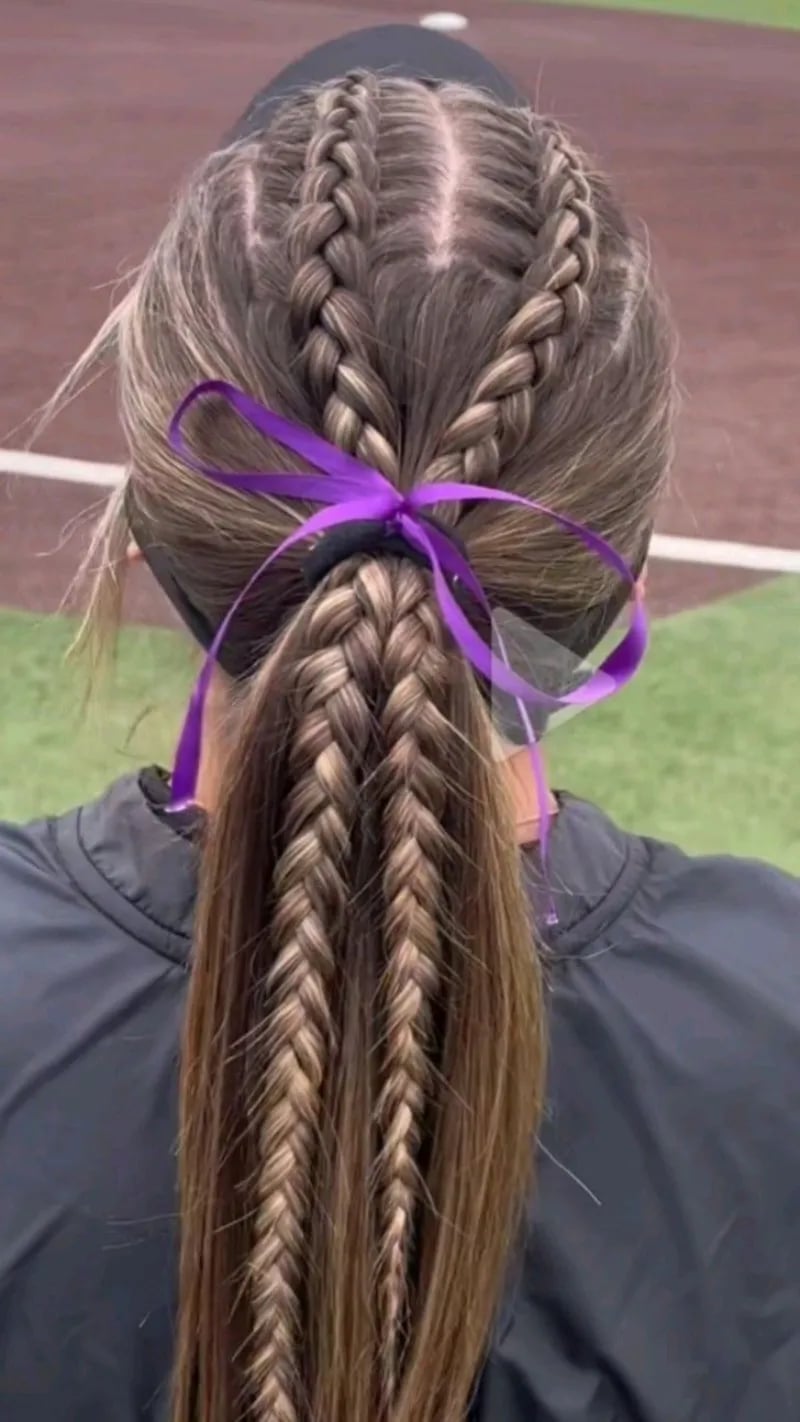 Double Dutch Braids to Fishtail Ponytail — Softball Hair