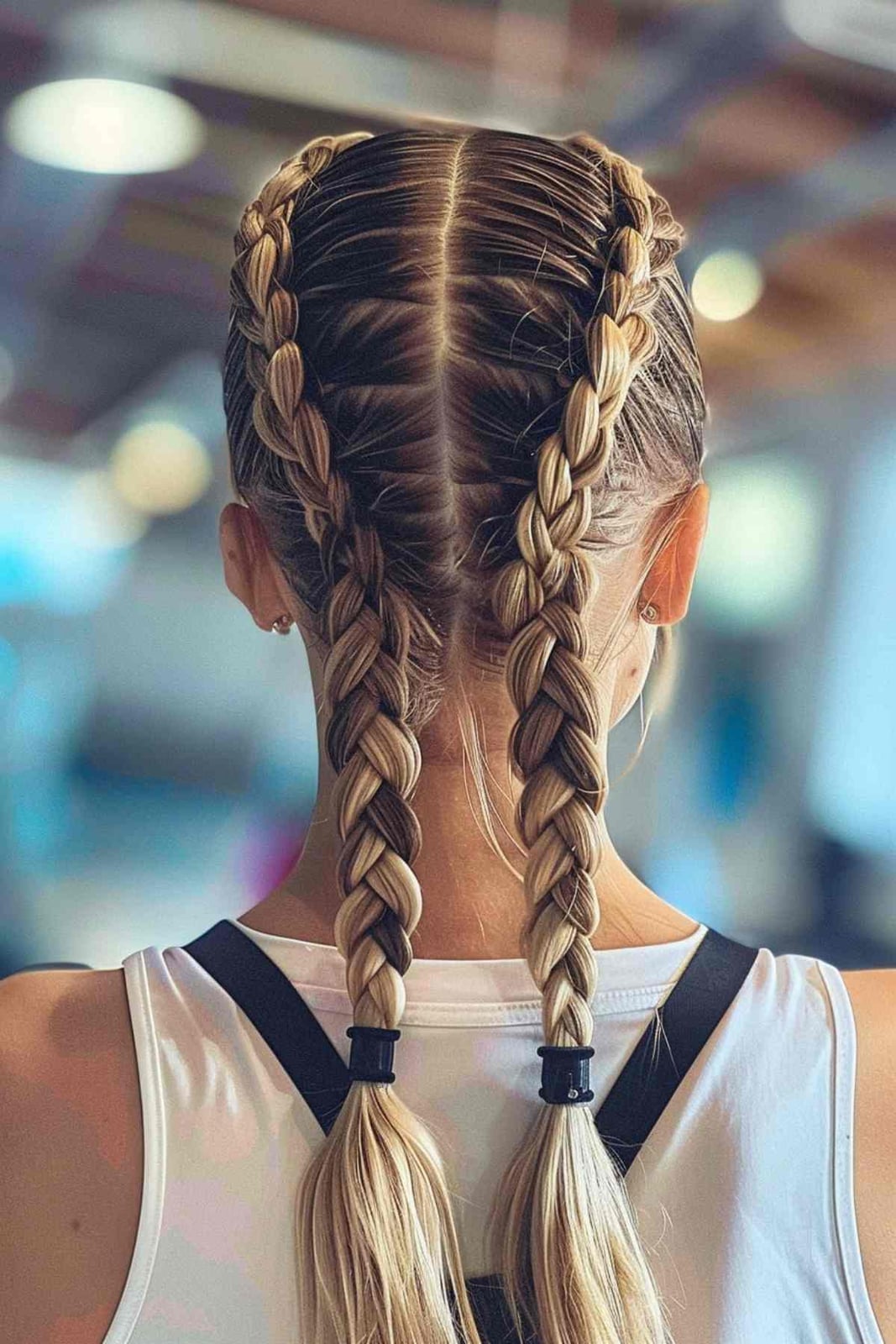 Symmetrical Double Braids — Softball Hair