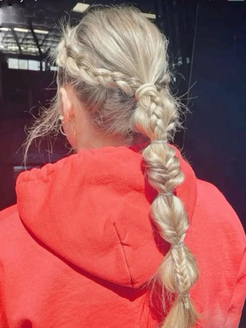 Bubble Ponytail With Braided Accents — Softball Hair