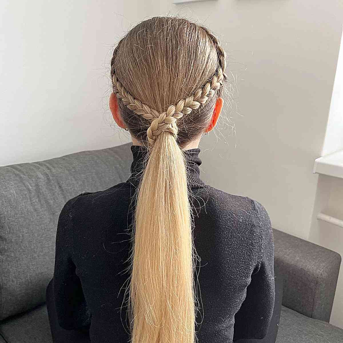 Sleek Ponytail With Central Braid — Softball Hair