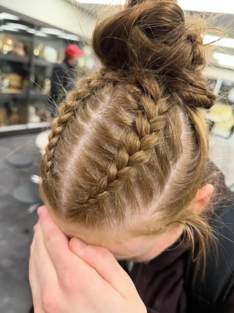 Dutch Braids to Messy Bun — Softball Hair
