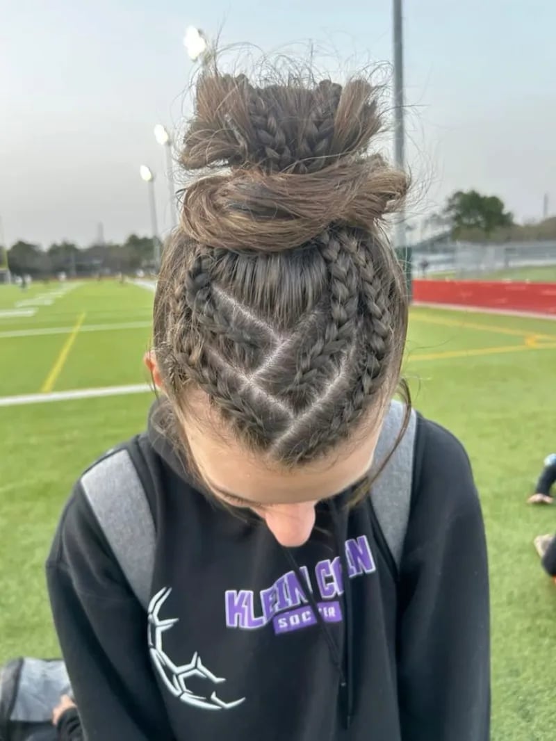 Chevron Cornrows to High Bun — Softball Hair