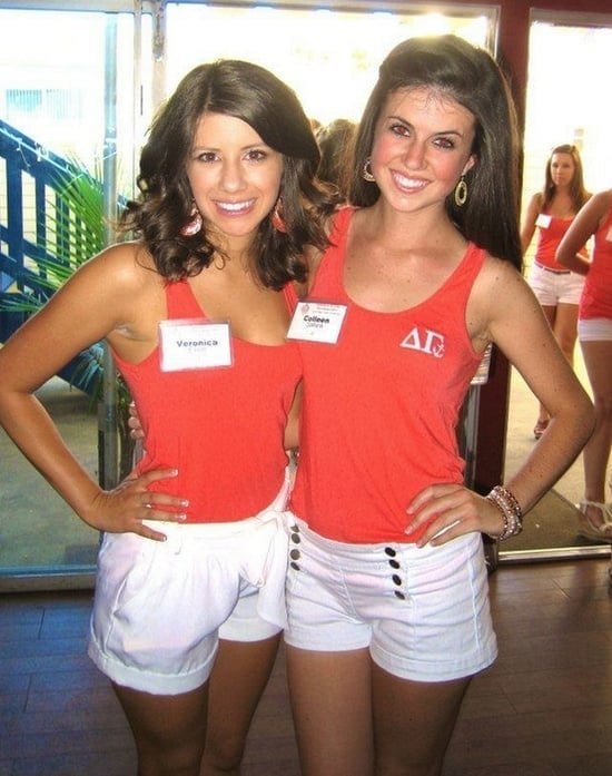 Matching Orange Tank Tops and White Shorts for Sorority Events — Sorority Outfits