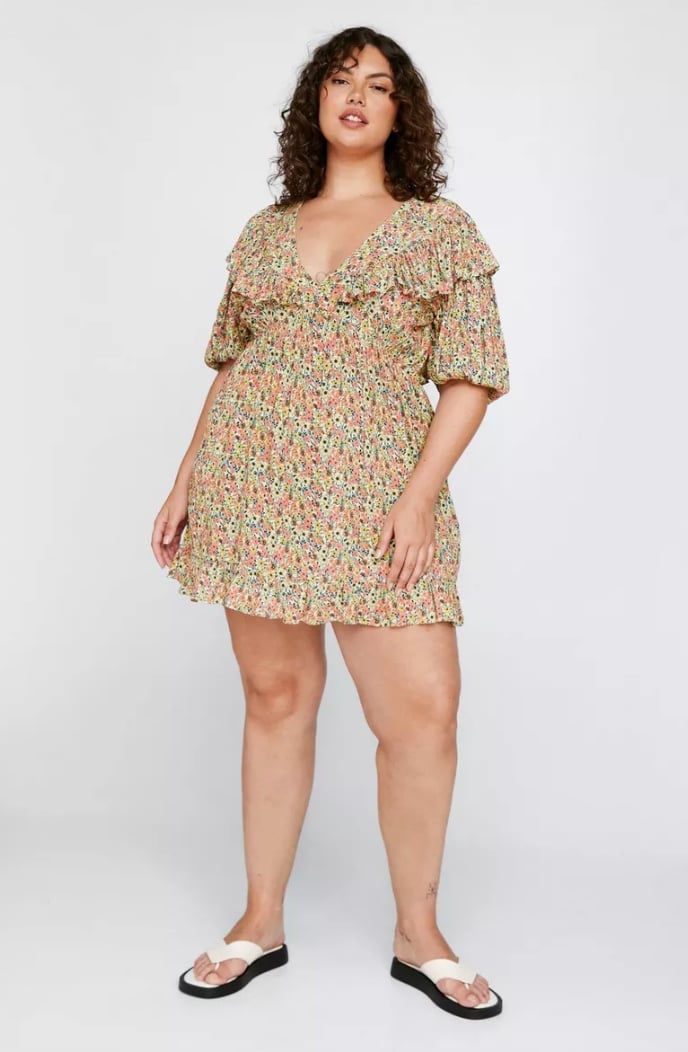 Floral Print Mini Dress with Smocked Bodice and Ruffles — Sorority Outfits