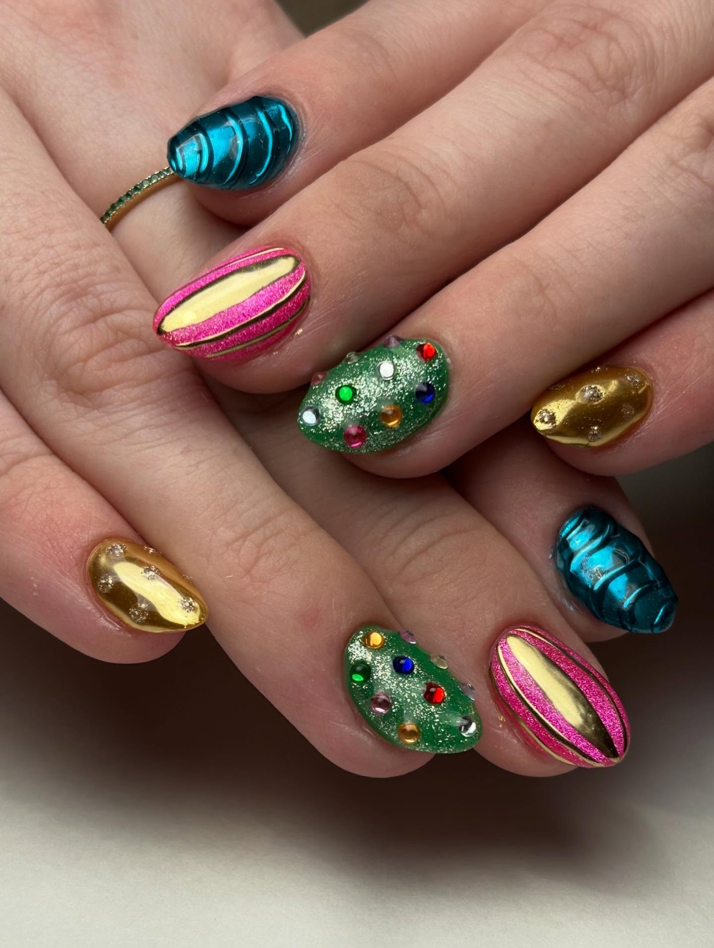 Sparkling Christmas Ornament Nail Art