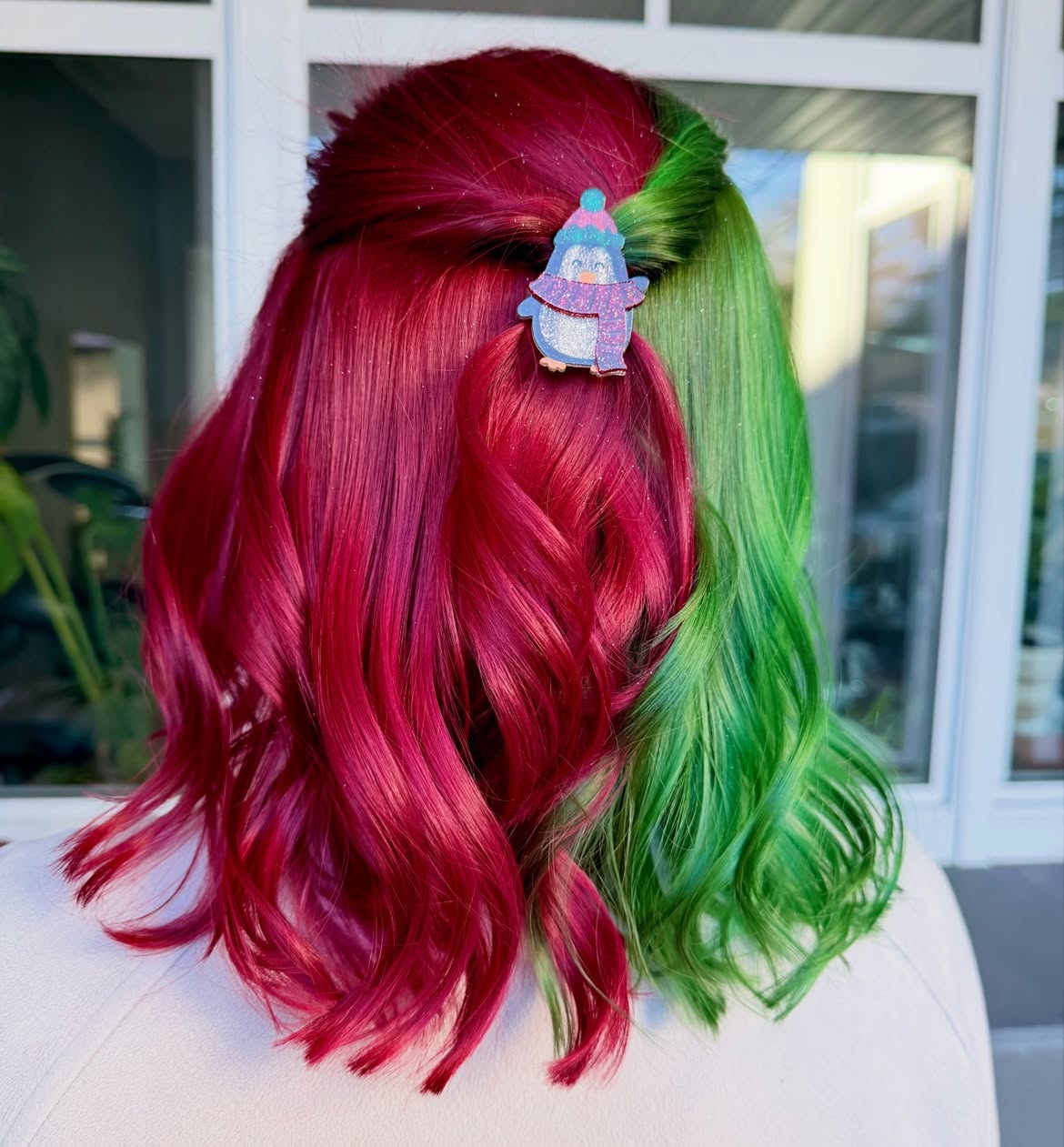 Split Dye Holiday Half Up Hairstyle