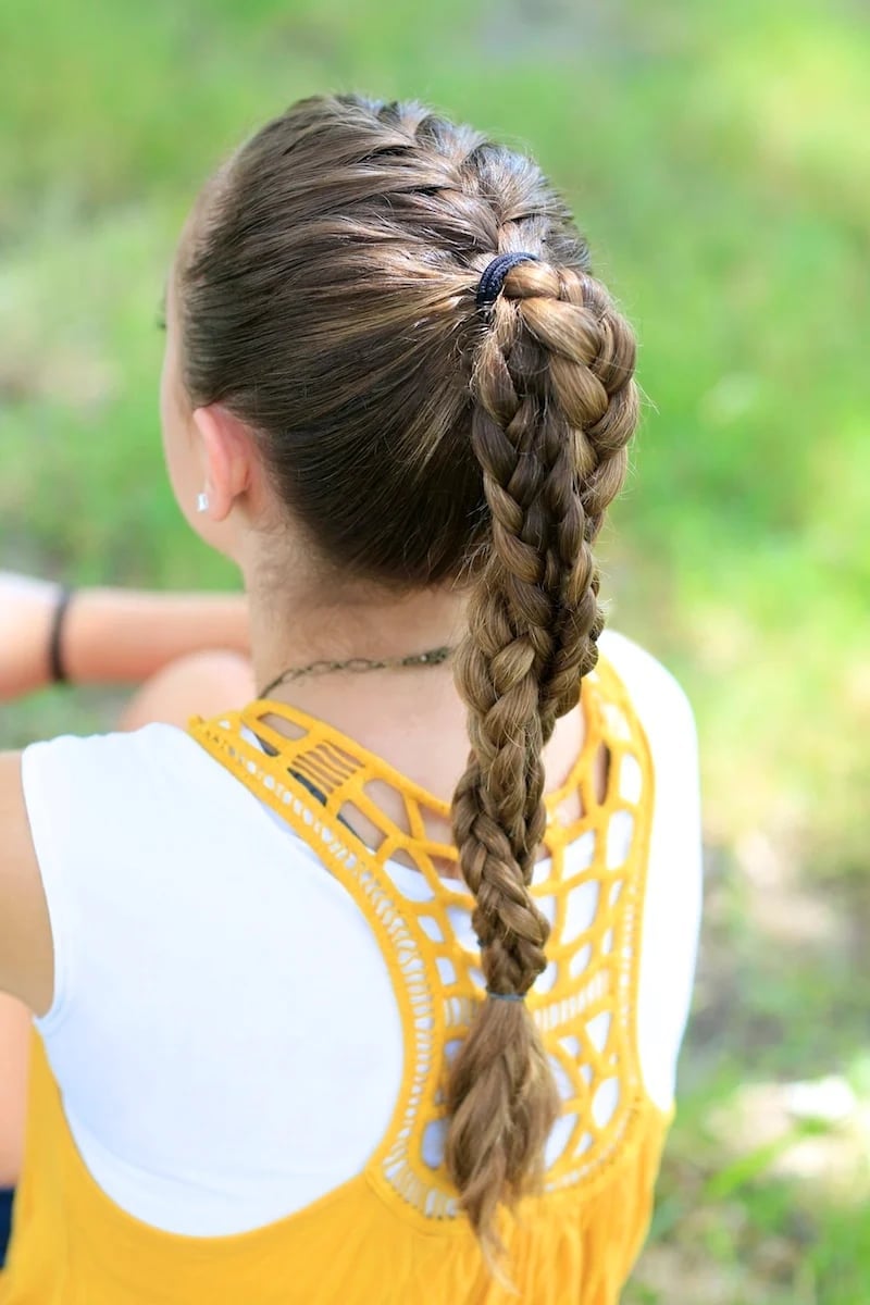 Thick Wavy Brown Mid-Back Braid — Sports Hair