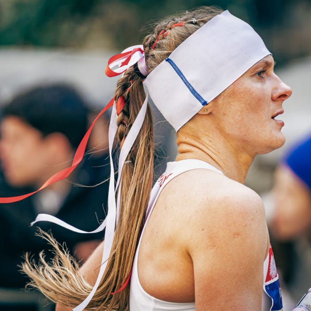 Light Brown Wavy Braids and Ponytail With Ribbons — Sports Hair