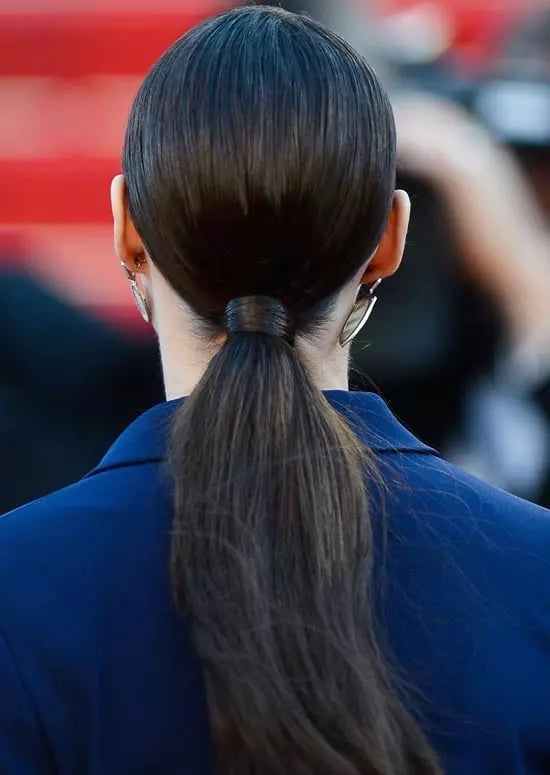 Straight Dark Brown Low Ponytail With Ideal For Athletic Activities — Sports Hair