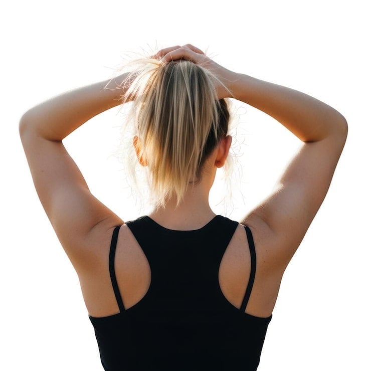 Shoulder Length Fine Blonde Ponytail With Styled Neatly For Activity — Sports Hair